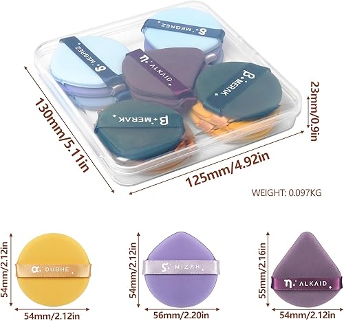 Miniatura 4 de 14 esponjas de maquillaje con cojín de aire para base, corrector, lágrima, mezcla de polvo, cojín de maquillaje, esponja para líquido, crema y polvo