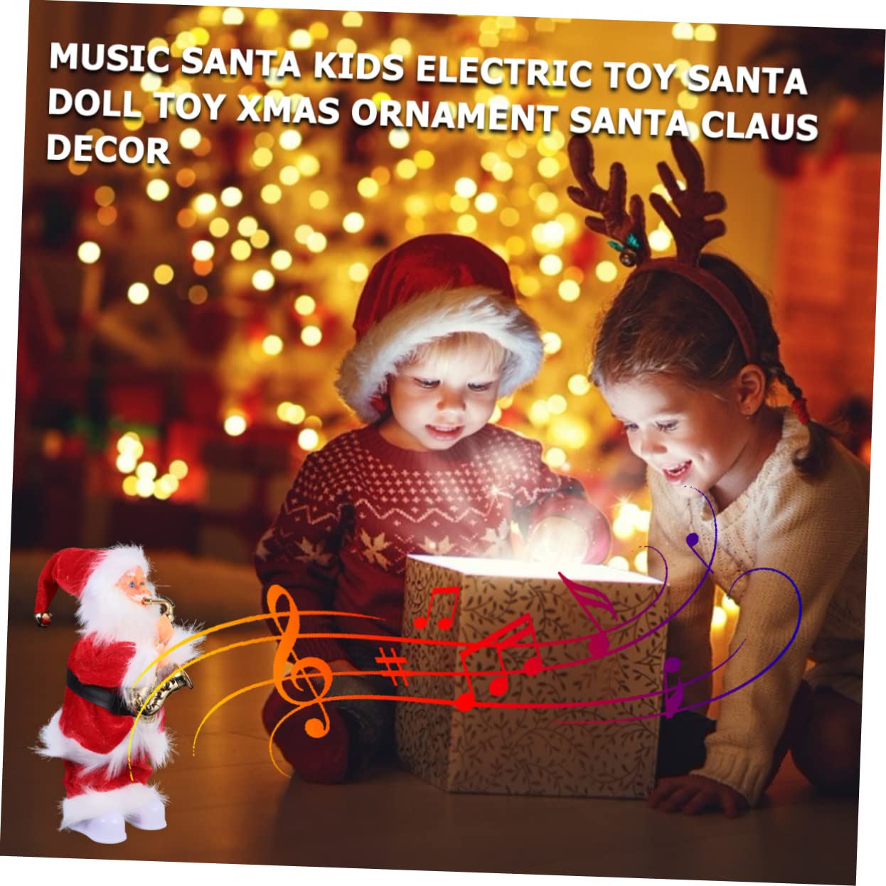 Abaodam Muñeca Musical de Papá Noel Juguete Eléctrico para Decoración Navideña Adorno Creativo de Papá Noel para Fiesta de Invierno
