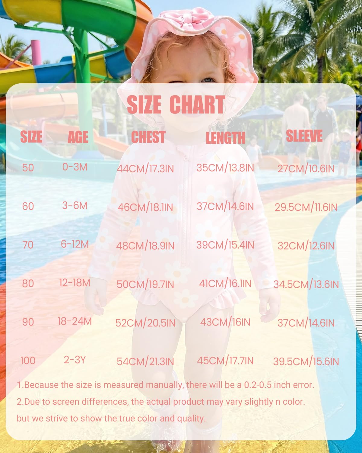 Maillot de Bain Bebe Fille Anti UV 3 Mois - 3 Ans, UPF 50+ Combinaison Bebe 3 Pièces avec Chapeau & Bandeau, Maillots Bain Bébé avec Pressions
