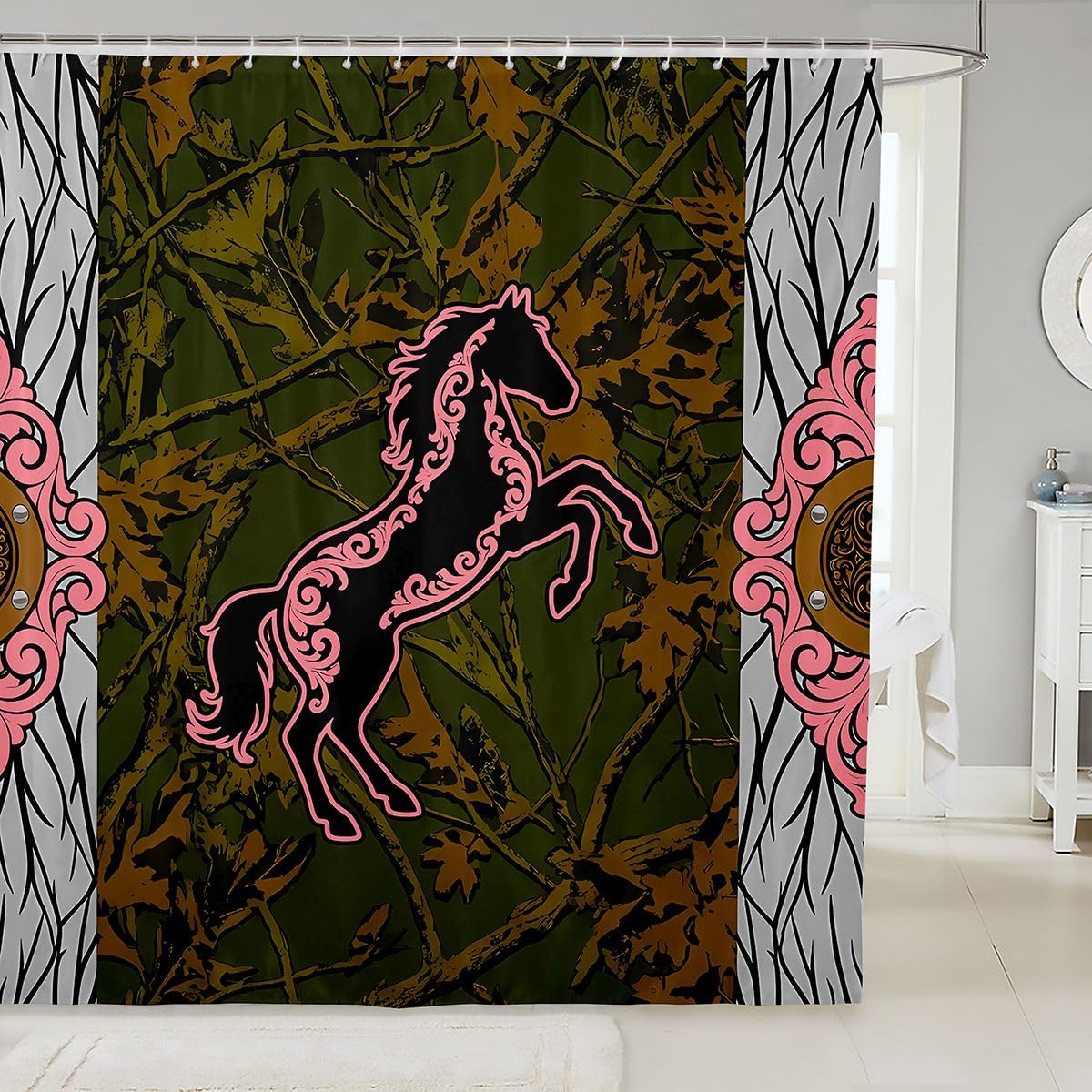 Rideaux de douche décor ferme rustique 180x210cm pour stopper l'eau avec style western