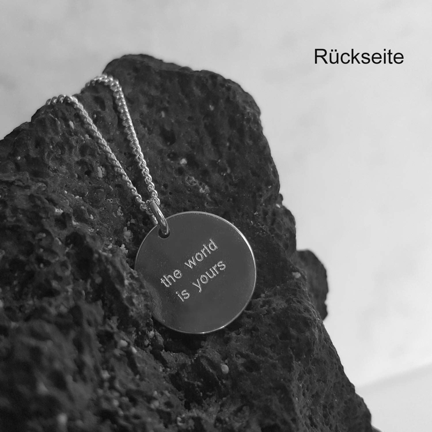 Kompass Anhänger Kette mit Koordinaten Gravur, 925 Silber | personalisierbar mit Wunschtext, Geschenk für Frauen und Männer