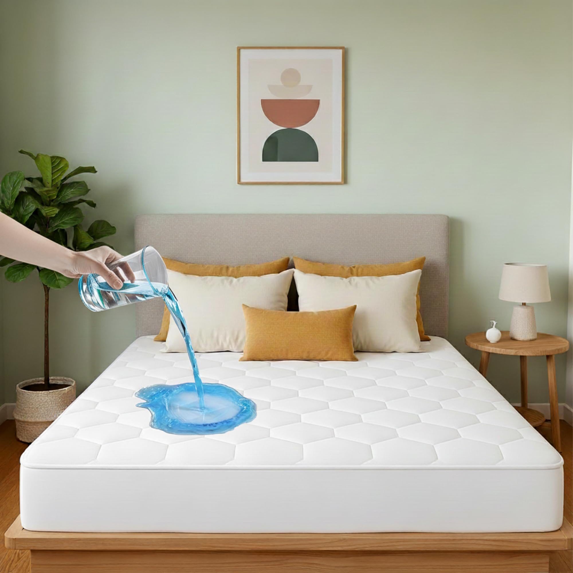 Blisslo White Luxury Quilted Waterproof Mattress Protector Small Double Bed, 30Cm Deep Elastic Skirt, Hotel Quality 200 Gsm, Hypoallergenic, Bed Bug Proof, Noiseless, Durable, Washable, (122X190cm)