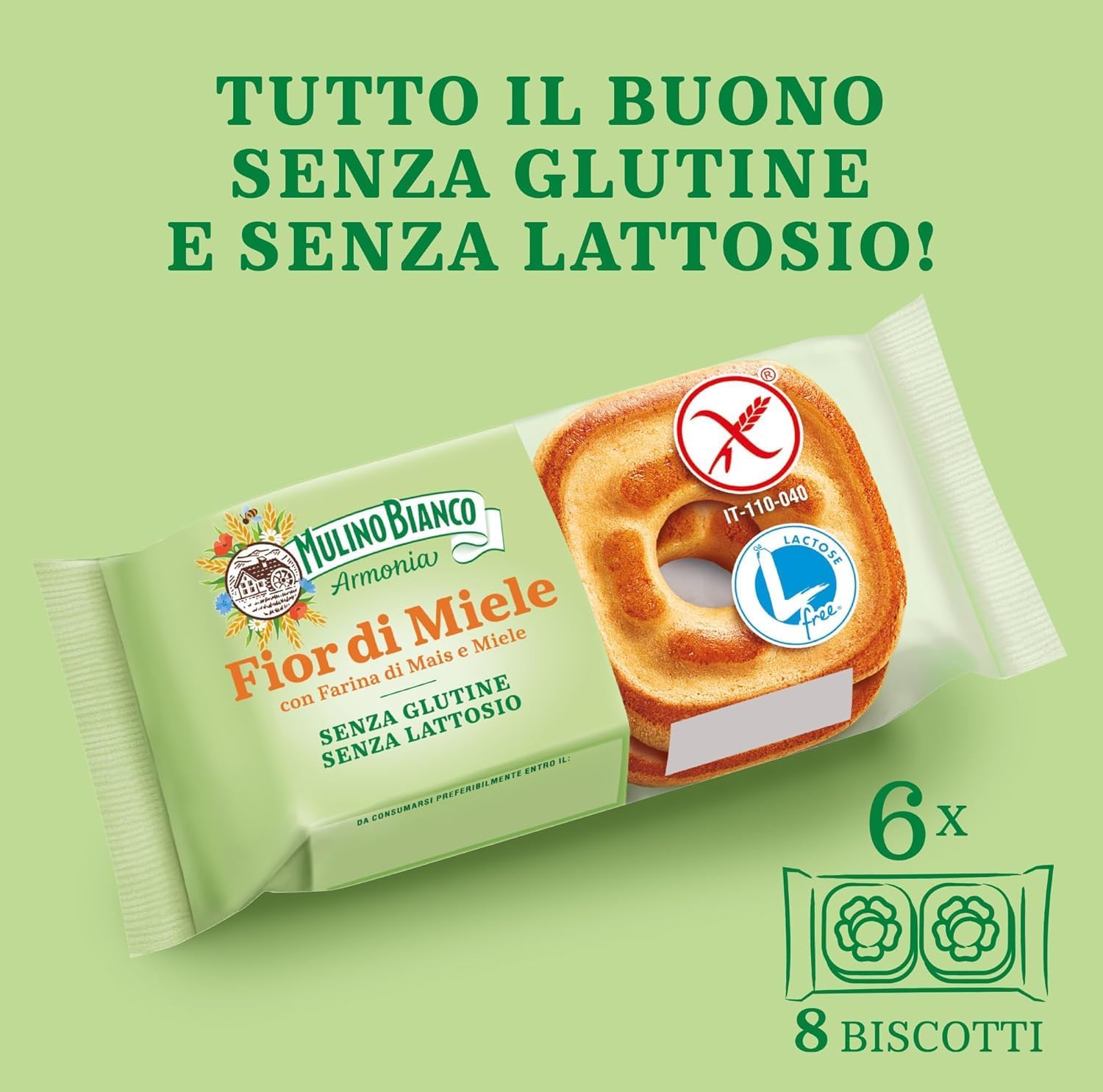 Italian Gourmet bundle Mulino BIanco Biscuits Sans Gluten Sans Lactose au Miel 12 x 250 g Snack Sucré Petit Déjeuner Pause Gourmande Format Familial Grand Stock + Italian Gourmet Polpa