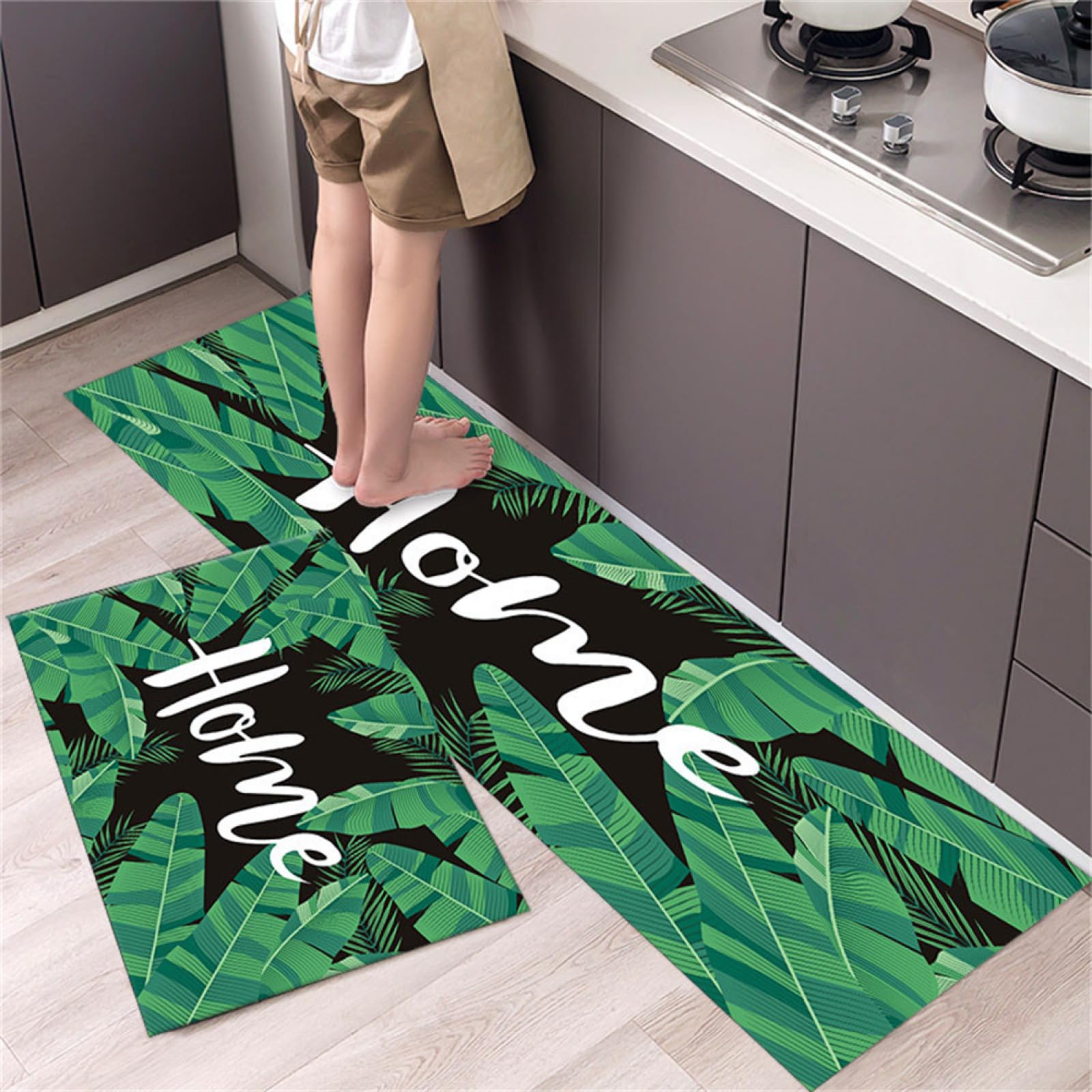 KüChenläUfer KüChenmatte 45x120cm, KüChenteppich Waschbar rutschfest, Teppich LäUfer Flur FußMatte Badematten, Wasser öL Aufnehmen Teppich KüChe Set für KüChe Wohnzimmer, Badezimmer Home