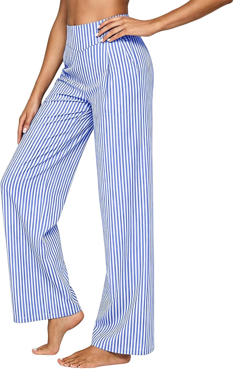 Women's Striped Wide Leg Palazzo Pants Y2K Casual Lounge