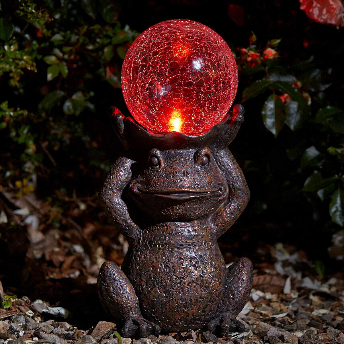 Buy garden mile® Magic Garden Frog with Crystal Ball Solar Power Toad Pond Light Hand Painted