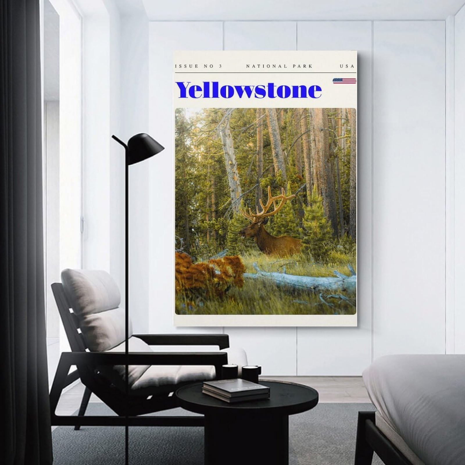 Junmoney Yellowstone National Park Travel Art Canvas Art Print, 12x18inch(30x45cm), for Restful Interiors, Bedrooms Or Small Rooms, A Warm Accent for Relaxed Interiors