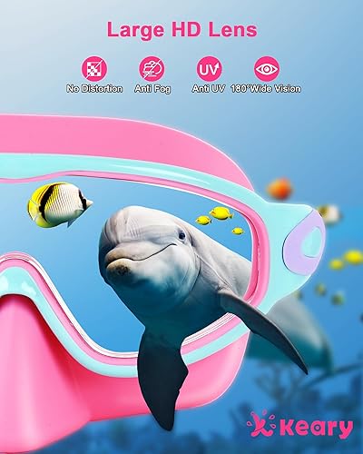 Miniatura 5 de Keary Paquete de 2 gafas de natación para niños con cubierta de nariz para 3-12, anti-UV, antivaho, para piscina, agua, para niños, niñas, jóvenes y