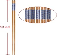 Vista 5 de Antner - Juego de 5 pares de palillos de bambú reutilizables de estilo japonés clásico, aptos para lavavajillas, palillos de bambú natural clásicos