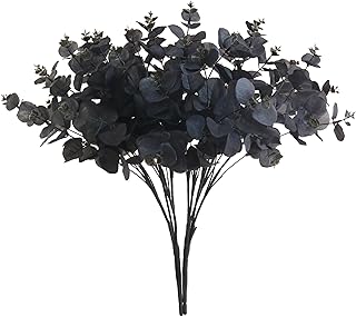 GREENTIME 2 Pack Black Eucalyptus Stems with 20 Branches 18.5'' Artificial Flower Bouquet for Vase Halloween Wedding Table Centerpiece Decor - Buy now
