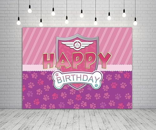 Fondo de fotografía de pata de perro rosa de 7 x 5 pies, pancarta de decoración de mesa de cumpleaños para bebé, accesorios para cabina de fotos