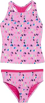 Lands End Girls UPF 50+ Swim Bikini Bottom and Racerback Tankini Set