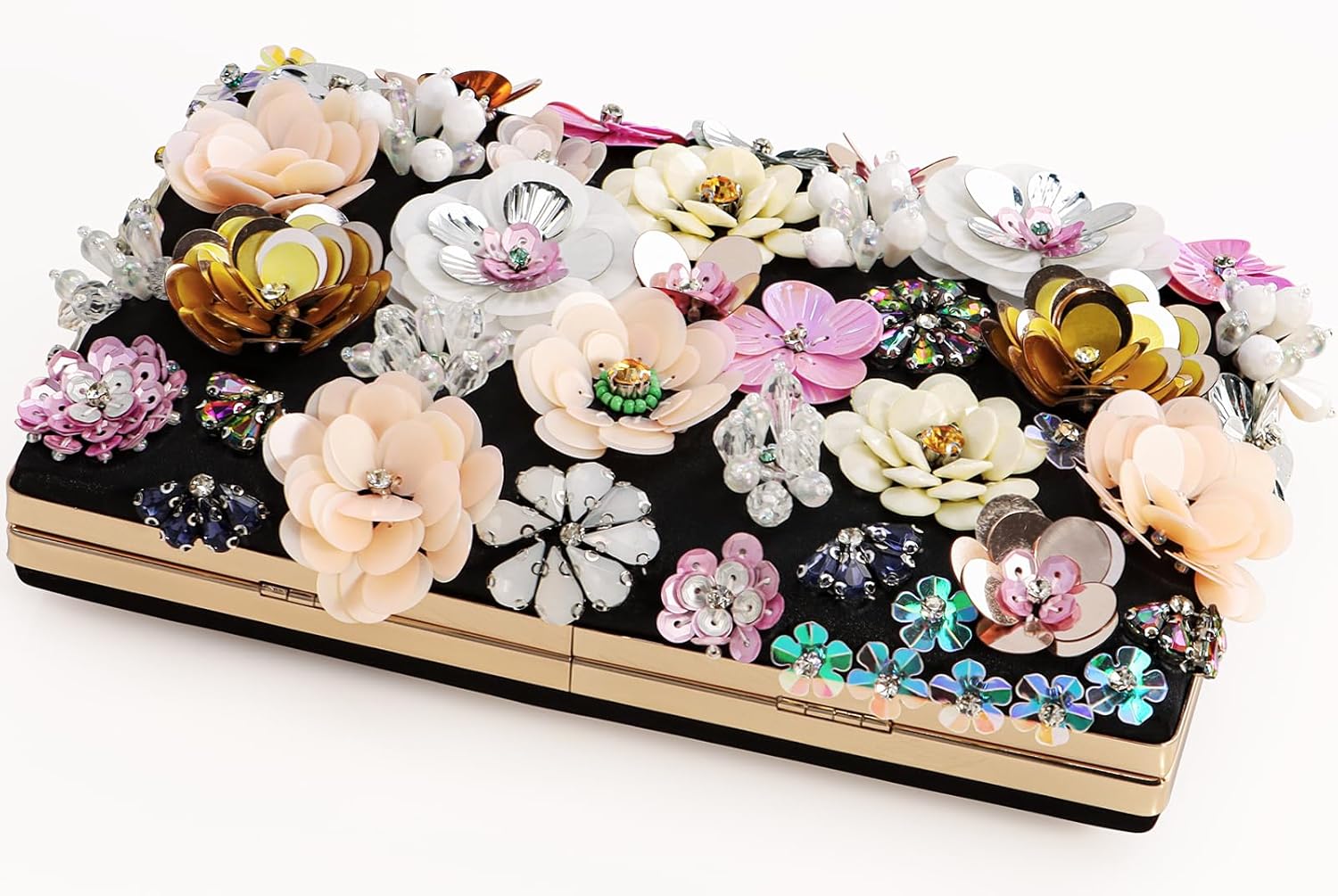 DEXMAY Women's Elegant Floral Beaded Evening Clutch Purse with 2 Detachable Straps,3D Flowers Handbag for Wedding,Party,Prom - Image 8