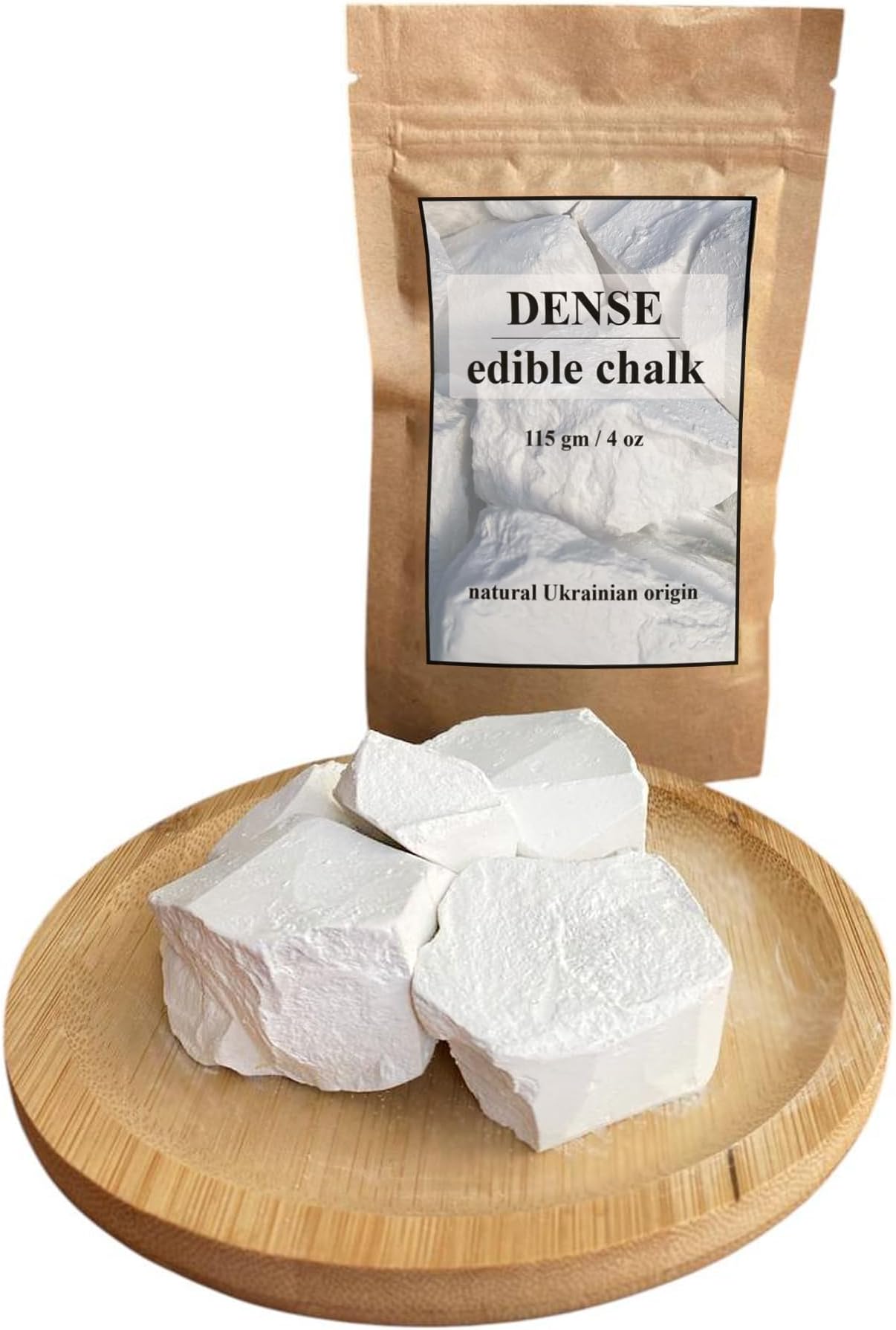 Edible Chalk Chunks – Extra Hard Natural Ukrainian Chalk for Eating, Pica & ASMR – Organic Crunchy White Chalk – Eco Kraft Packaging – 4oz (115g)