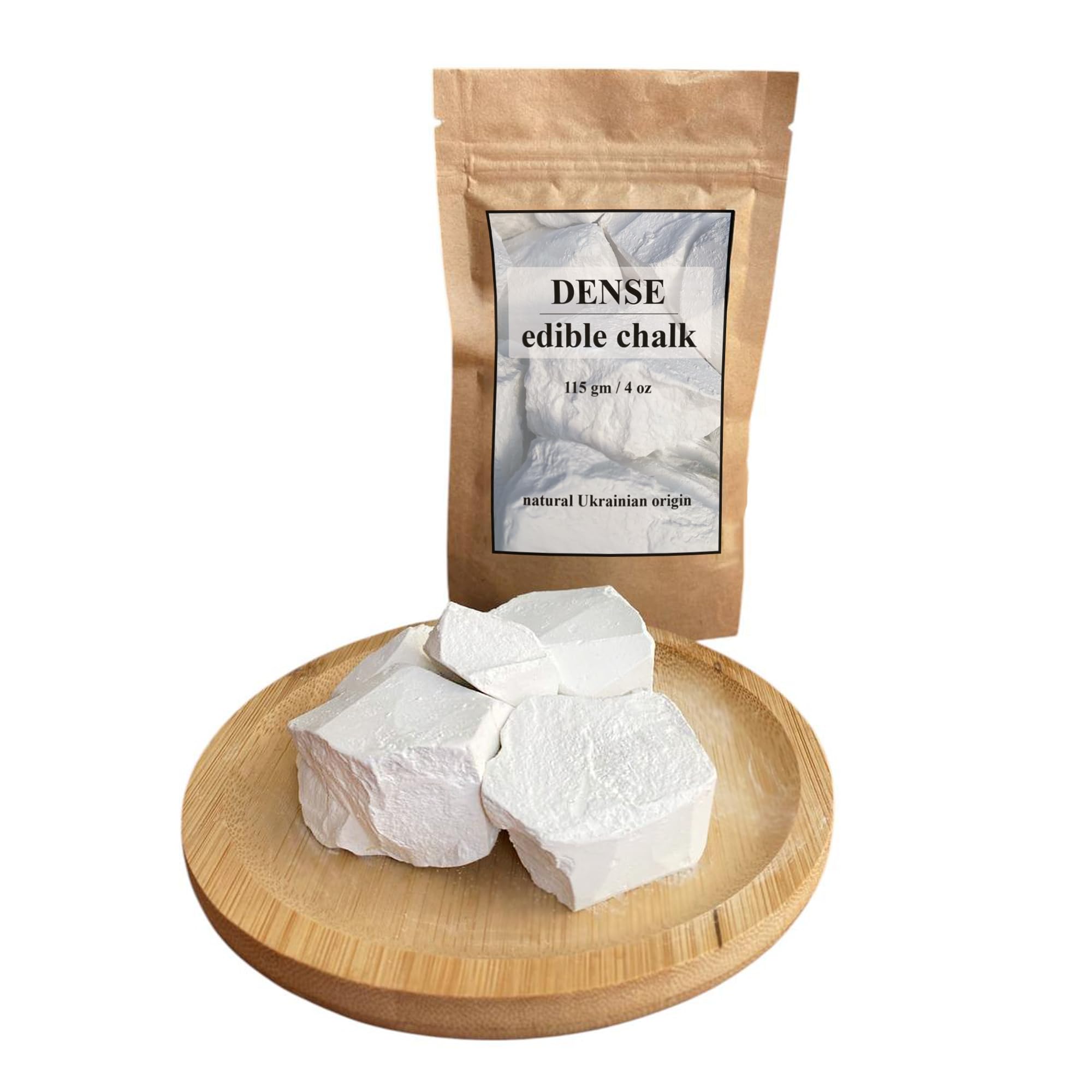Edible Chalk Chunks – Extra Hard Natural Ukrainian Chalk for Eating, Pica & ASMR – Organic Crunchy White Chalk – Eco Kraft Packaging – 4oz (115g)
