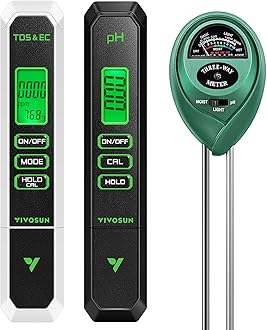 VIVOSUN Digital pH Meter, 3-in-1 TDS/EC/Temperature Meter, 3-in-1 Soil Moisture/pH/Light Tester Combo for Home, Garden and Hydroponics