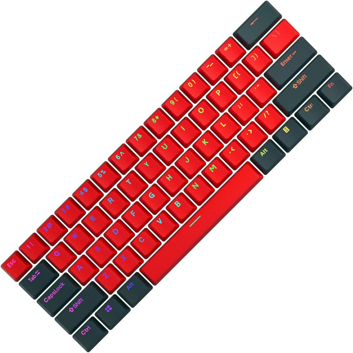 Free Shipping 🛒 61 PBT Keycaps,61 Key ANSI Layout OEM Profile PBT Thick Shine-Through Keycaps for 61 Mechanical Keyboard Closed Character keycaps (Black-Rose Color)