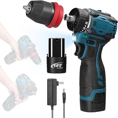 18V 2 in 1 Power Drill, Electric Screwdriver, Screw Driver | 45Nm Torque, Brushless Motor, 2pcs Rechargeable Battery for Home Furniture Installation Automotive Electronics Repairing