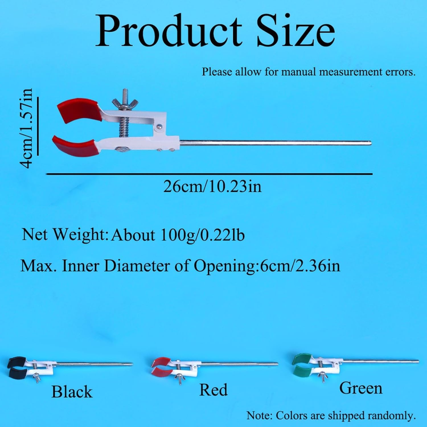 6 Packs 2 Prong Laboratory Clamps with Adjustable Jaw, Multi-Function Extension Flask Holder for Lab Use, Random Color, Easy to Clean