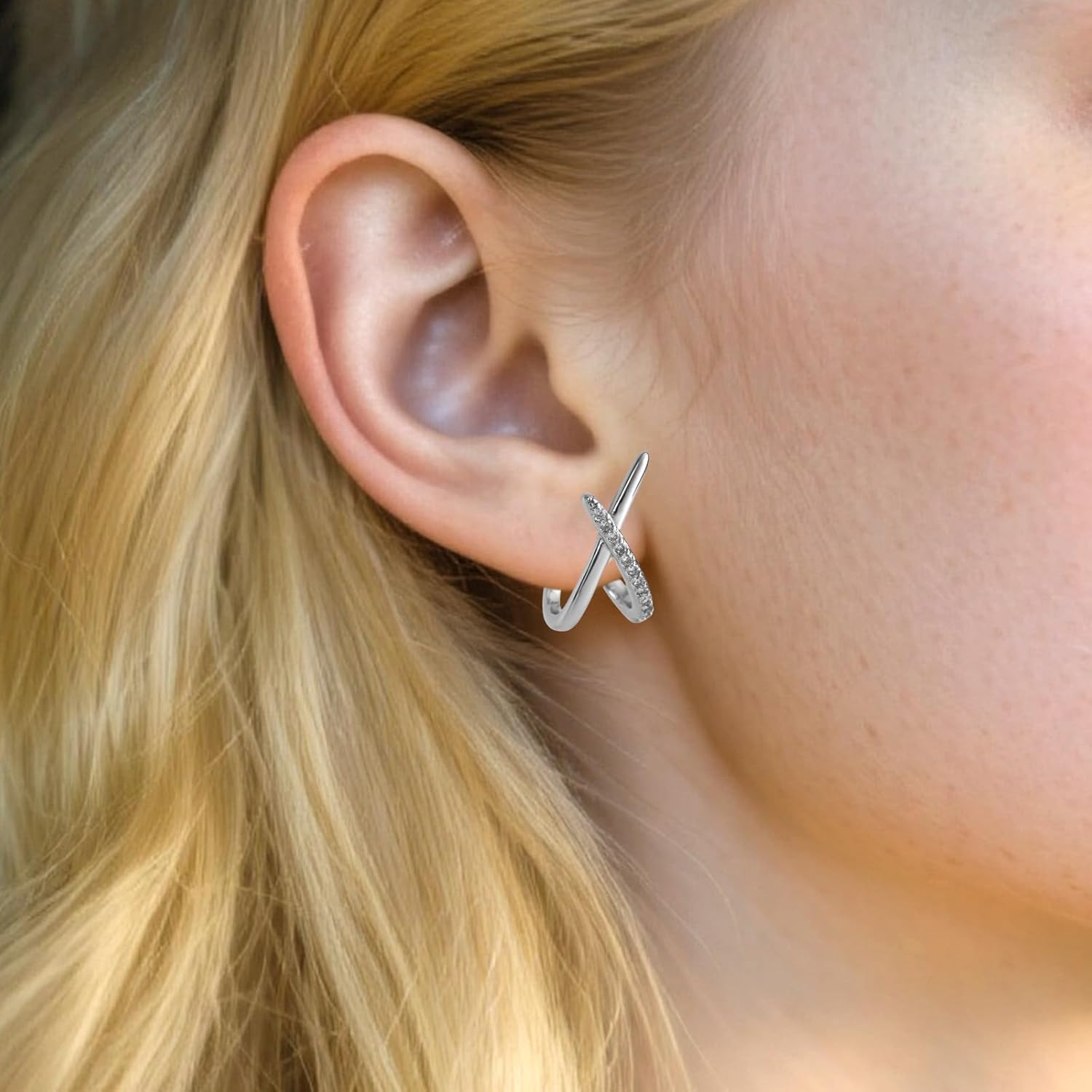 Stud Earrings for Women Trendy, Simple Dainty X Earrings Studs Cubic Zircon Minimalist Jewelry for Women Gifts - Image 6