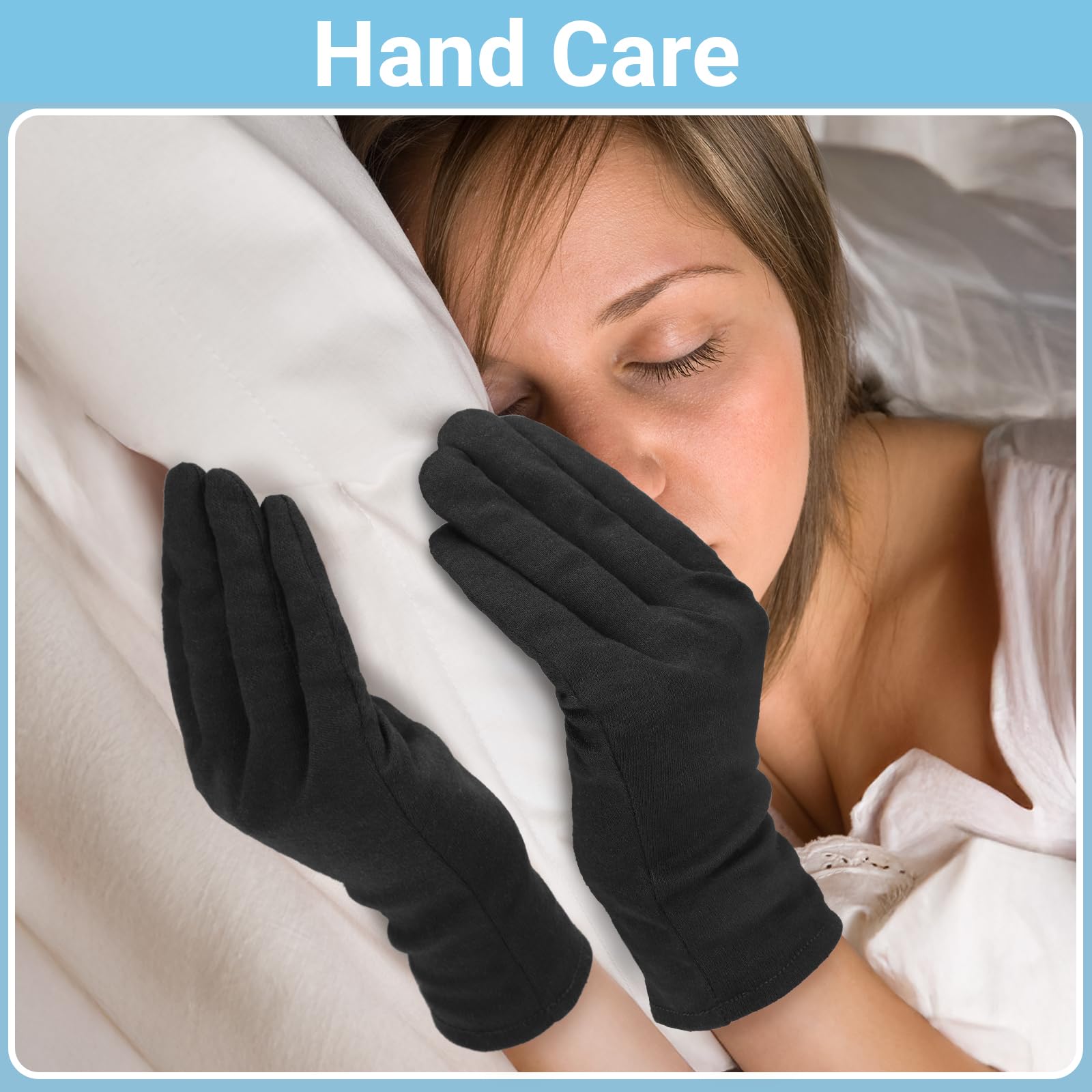 Gants Coton Noir - 50 Paires (100 Pièces) Gant de Travail L 25CM - Grand Gants en Coton Noir Housework - Cotton Gloves de Soins pour Travaux de Jardinage Bricolage