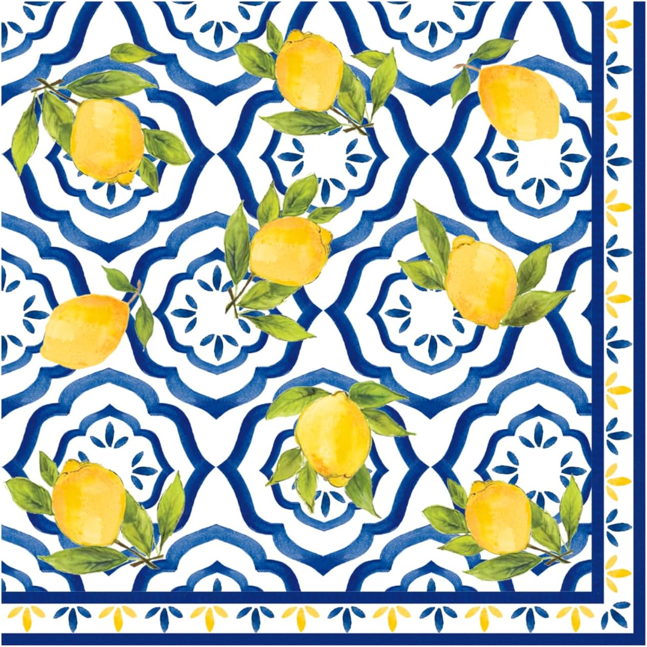 Le Cadeaux Patterned Paper Cocktail Napkins (pack of 30) in Acrylic Holder Gift Set, Palermo