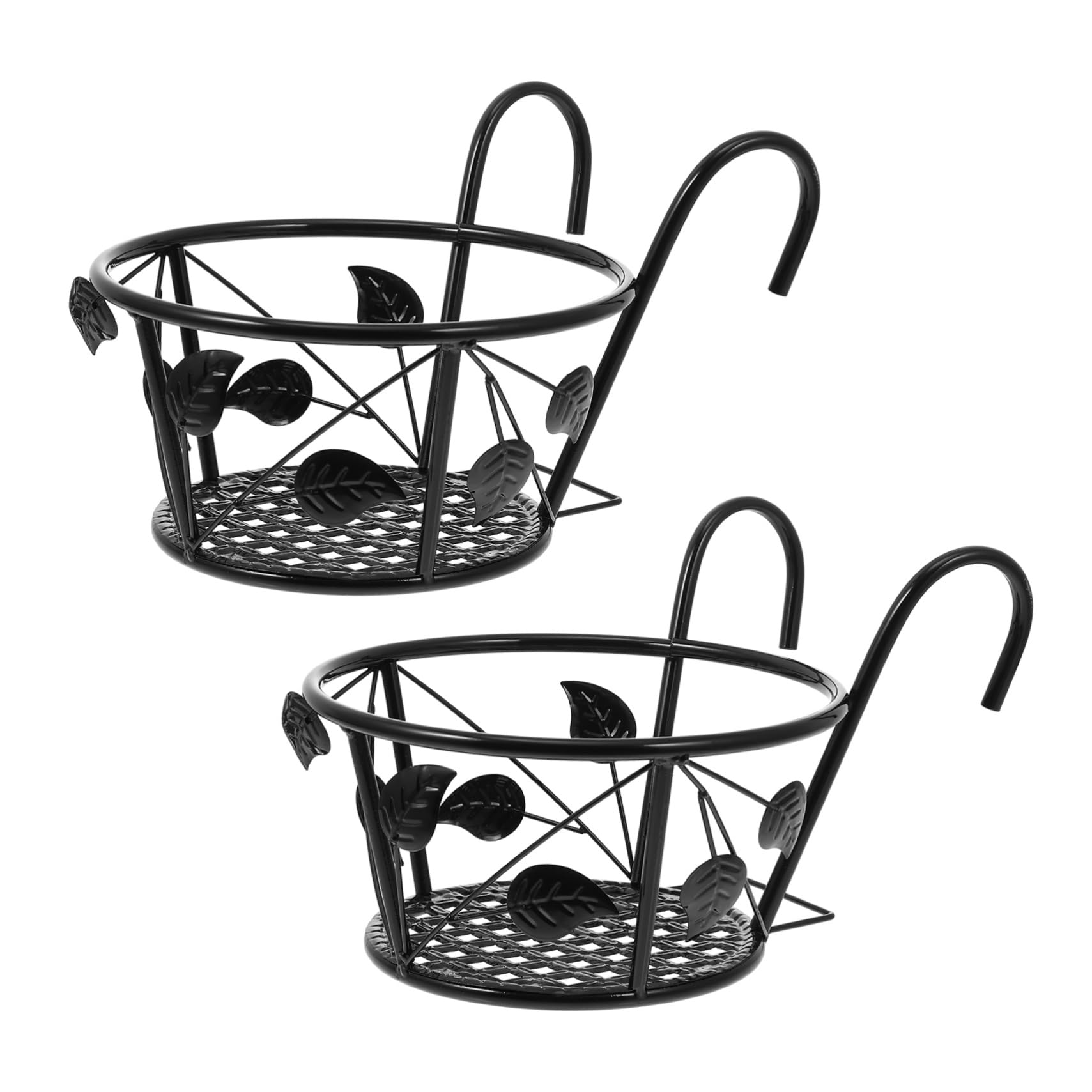 Supports à plantes en fer forgé noir raffinés GALPADA, présentoirs suspendus design intérieur