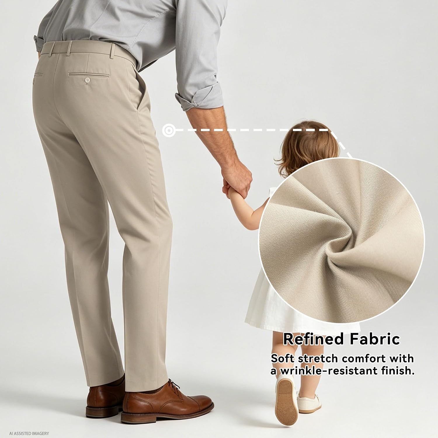 Mens Classic Fit Dress Pants Expandable Waist Slacks Big and Tall