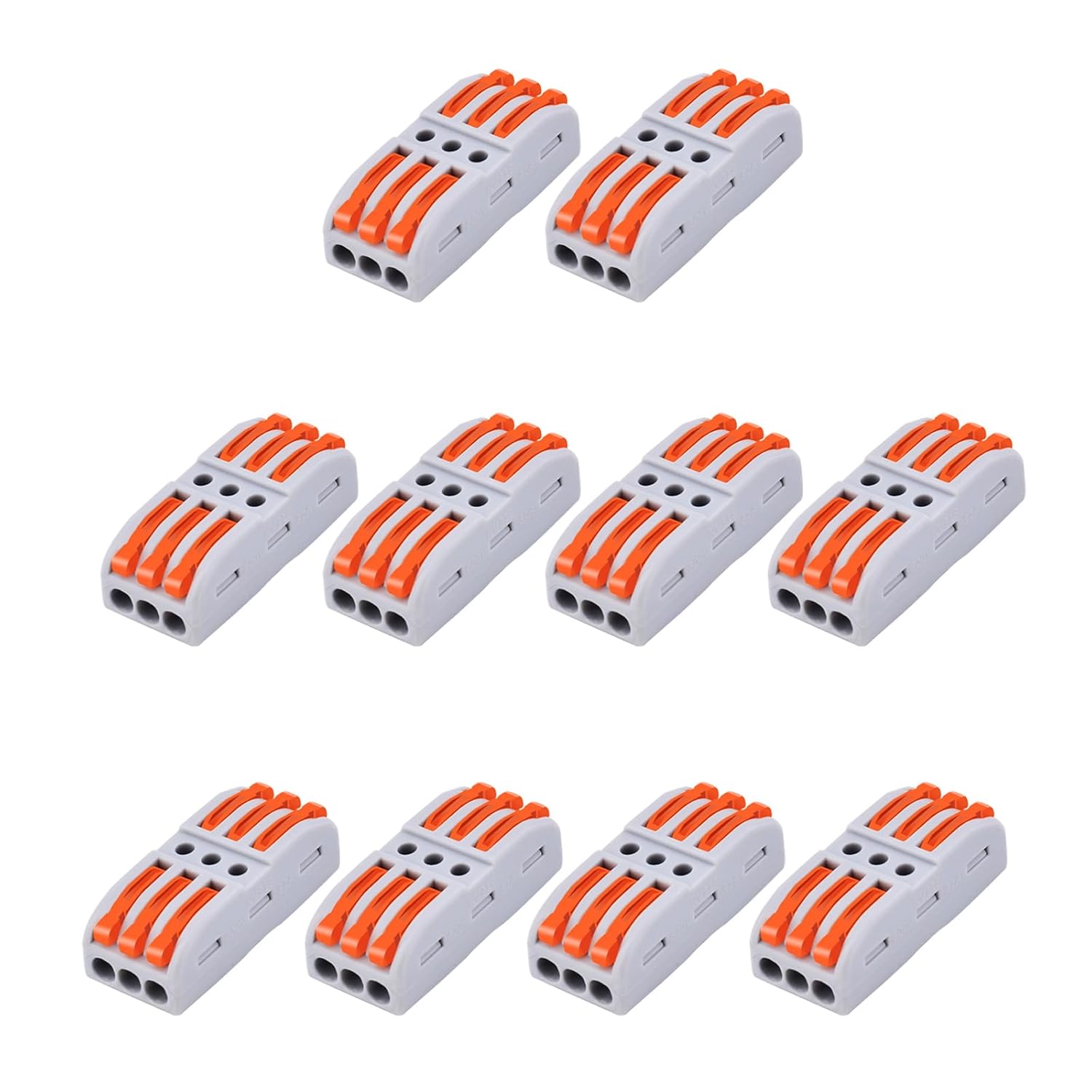 Greencycle Lever Wire Connectors 3 in 3 Out, Quick Push-in Wire Connectors for Electrical Wiring, Reusable Compact Wire Connectors for 28–12 AWG Cables, Inline Splice Cable Connectors,60PCS