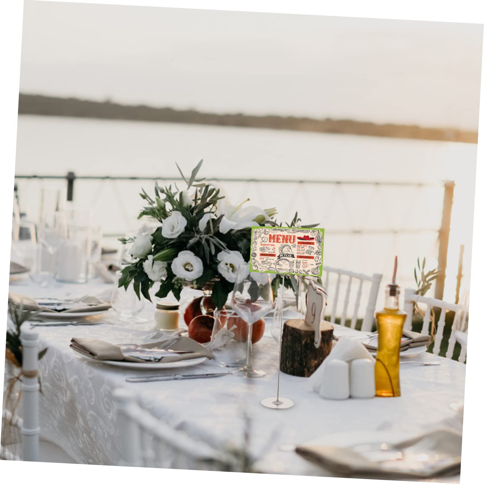 COLLBATH Support De Menu De Mariage en Acier Inoxydable 12 Cartes 5 Supports De Numéro De Table Porte-Cartes De Place pour Fournitures De Restaurant