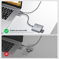 Vista 5 de Acer Lector de tarjetas SD USB C, lector de tarjetas de memoria 3 en 1 con ranuras dobles y USB 3.0, adaptador de tarjeta micro SD para iPhone 16/15