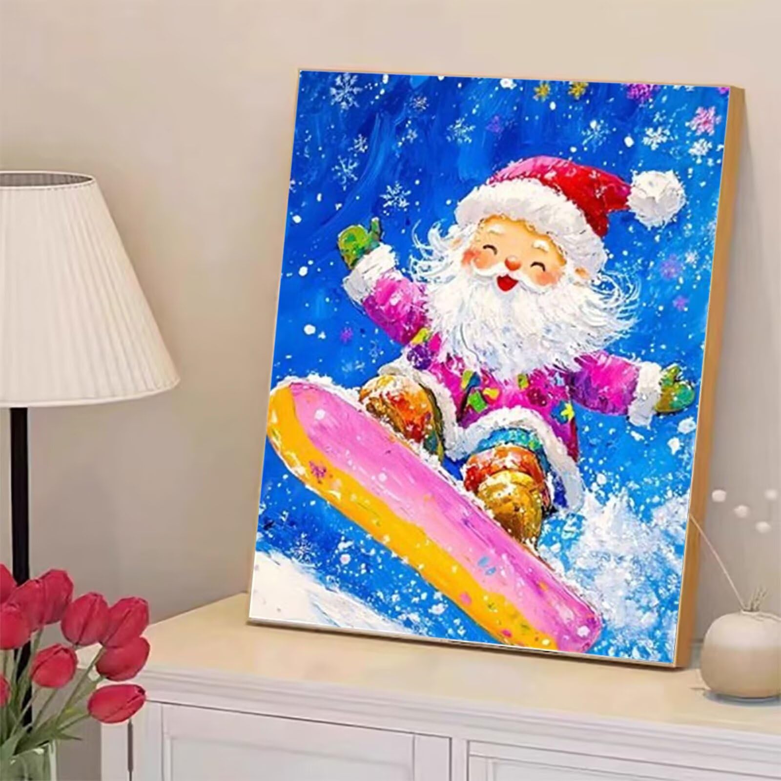 Malowanie diamentami Boże Narodzenie, DIY Zestaw do malowania diamentami, mozaika na płótnie ścieg krzyżykowy do dekoracji ścian, kreatywnego hobby i antystresowego prezentu, 60 x 90 cm (kreskówka) 2Z