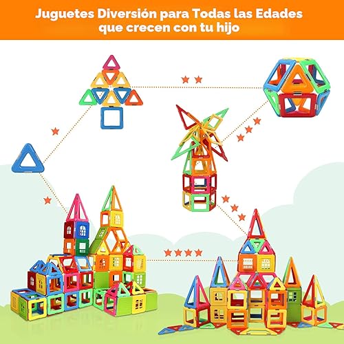Miniatura 6 de Coodoo Bloques Magnéticos Mejorados Tough Tiles Juguetes STEM para Niños y Niñas de 3+ Años Aprendizaje Jugando para Niños Pequeños, Compatible