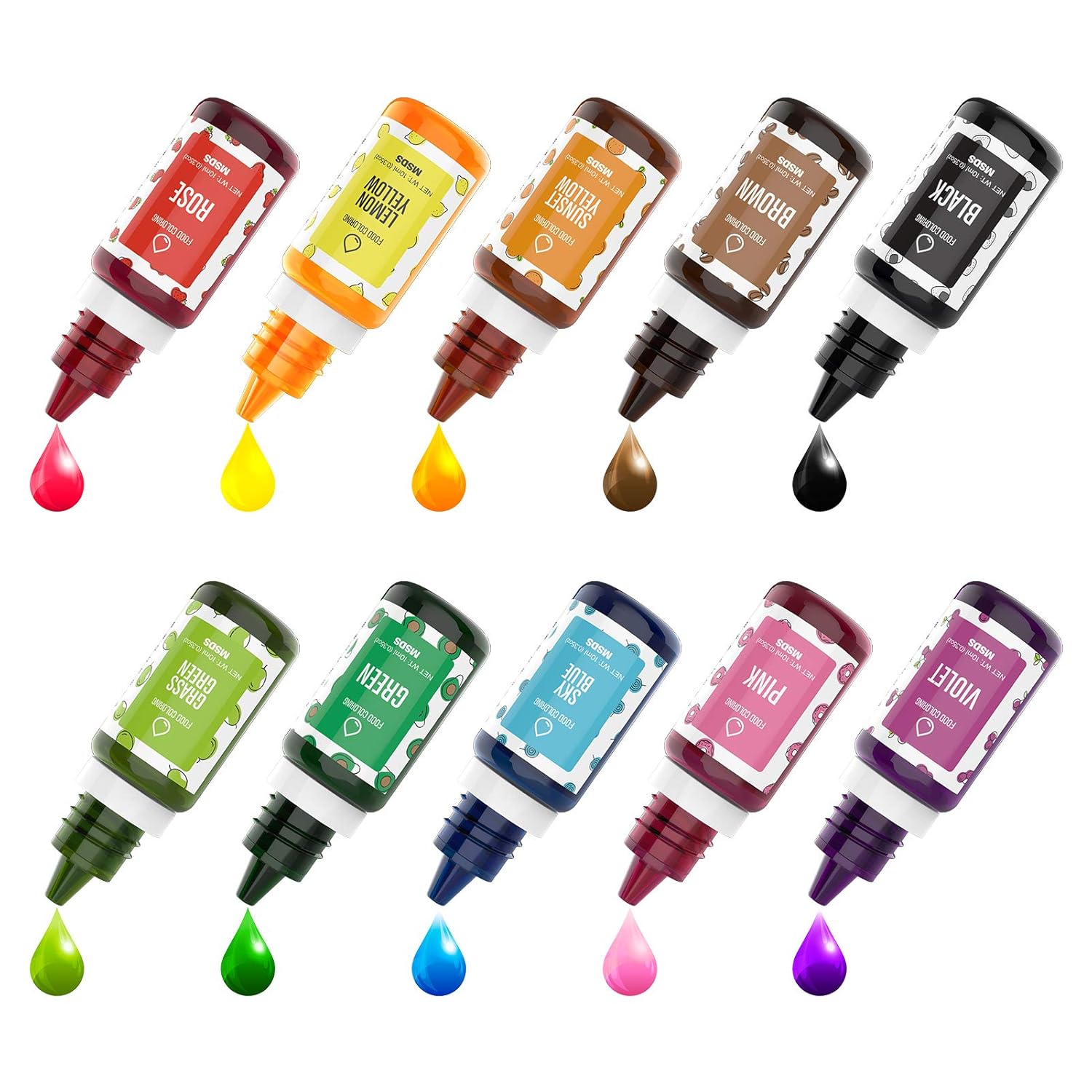 DaCool Food Coloring for Easter Egg Cake Decorating Cake Color Food Grade Food Color Dye Liquid 10 Color Flavorless Vibrant for Cookies Baking Cake Icing Fondant Clay DIY 3.5 Fl. Oz(10ml Each Bottles) : Grocery & Gourmet Food