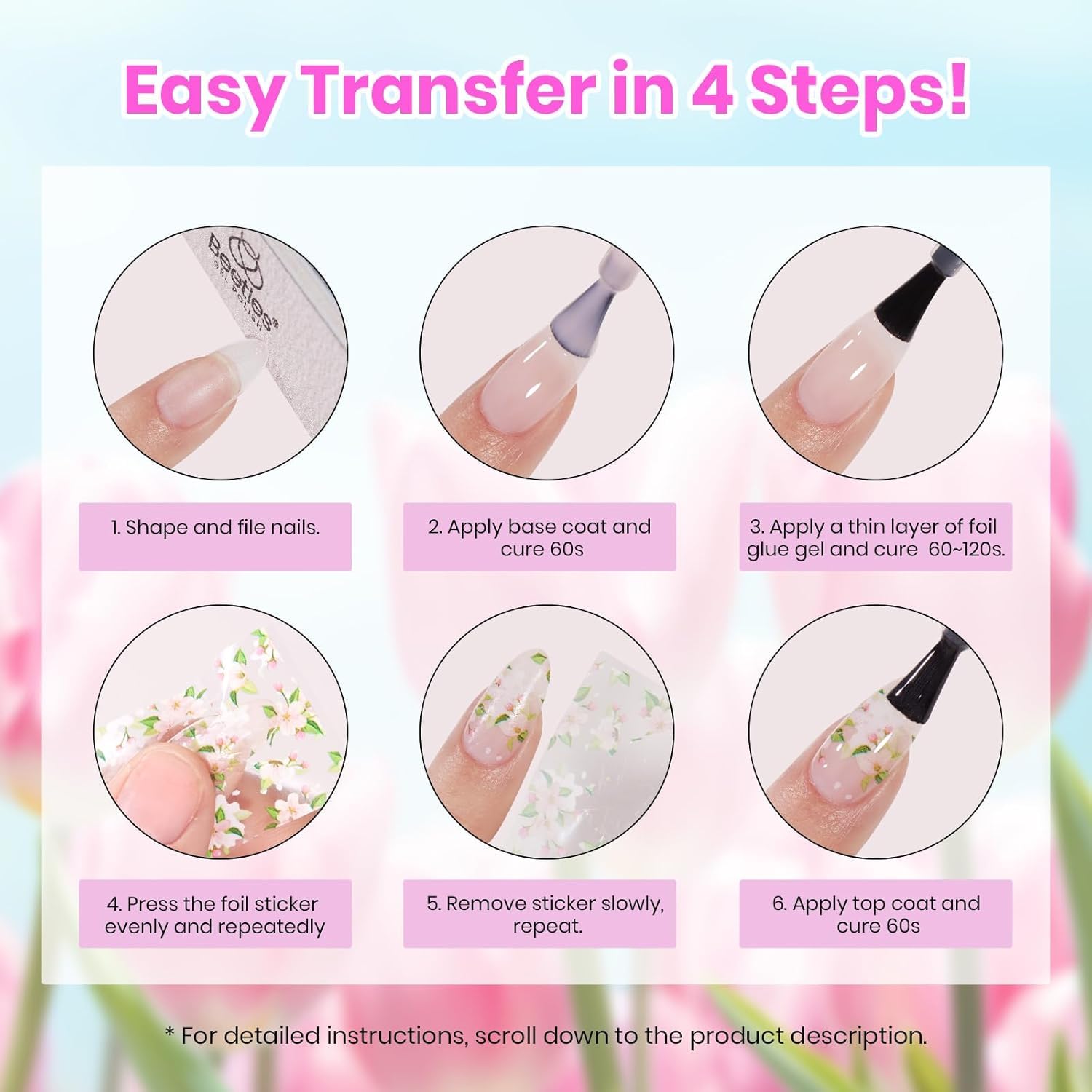 beetles Gel Polish Kit - 36 colors Summer Pastel Blue Green Glitter Gel Nail Polish with Nail Art Foil Glue Base Coat Glossy Top Coat Impressionist Garden Soak off Uv Gel Manicure Kit Gifts
