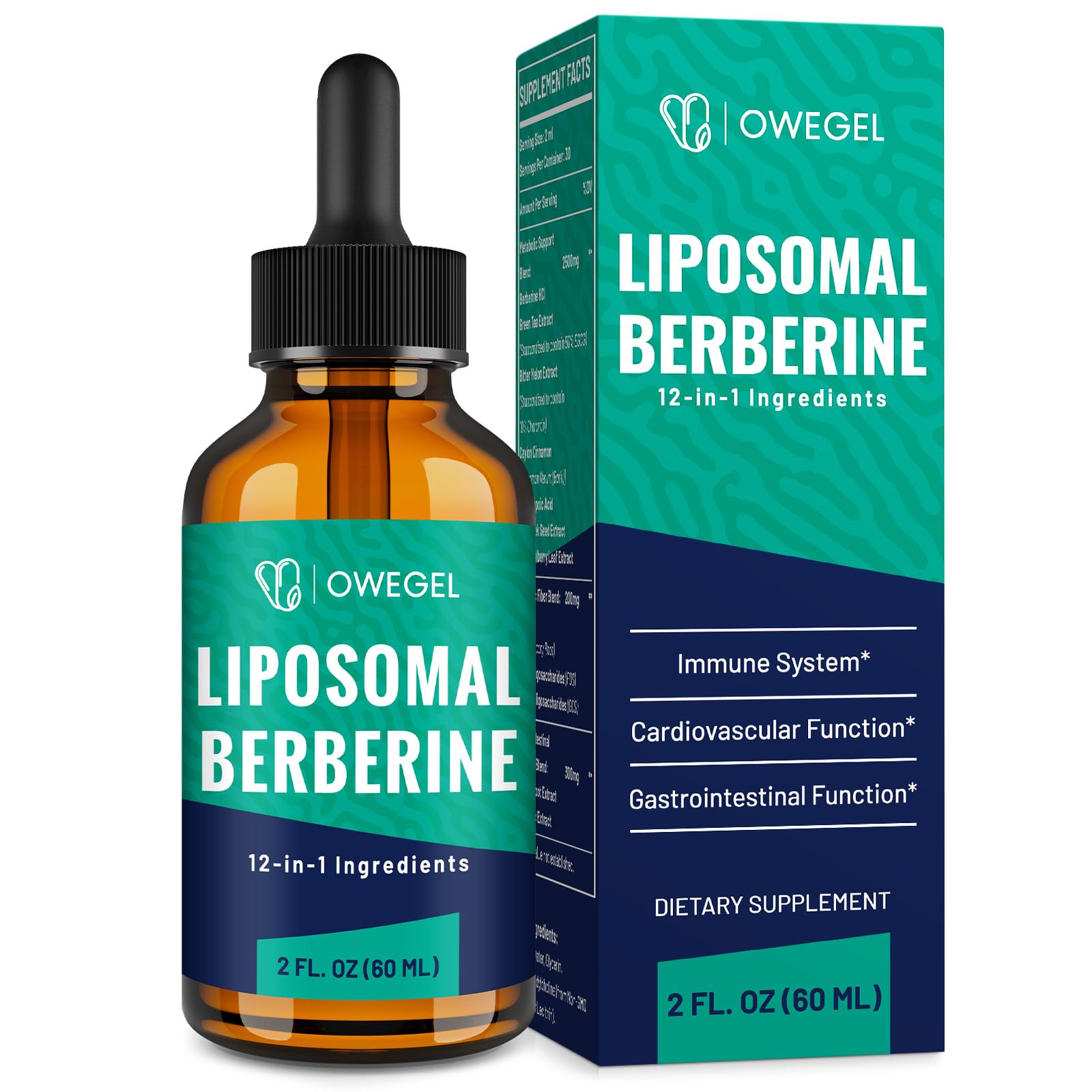 Berberine HCL Supplement with Ceylon Cinnamon - Highly Absorbable Liposomal Berberine Liquid Drops 3000mg- 12 in 1 Natural Ingredients - AMPK Activator - 2 Fl Oz