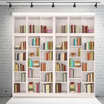 AOFOTO 6x6ft Modern School Bookcase Background Library Books Shelves Study Bookrack White Bookshelf Backdrop with Floor for Photography Students Teachers Portrait Photoshoot Vinyl Photo Studio Props