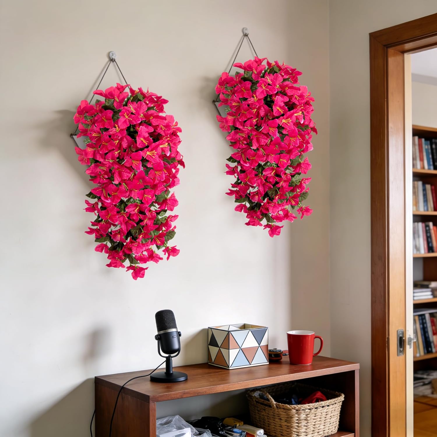 Fake Bougainvillea Artificial Flowers for Outdoors Decoration 2 pcs Faux Hanging Flowers Plants for Outdoor Planters UV Resistant Silk Bougainvillea Vines for Front Door Porch Urn Patio Garden - Image 7