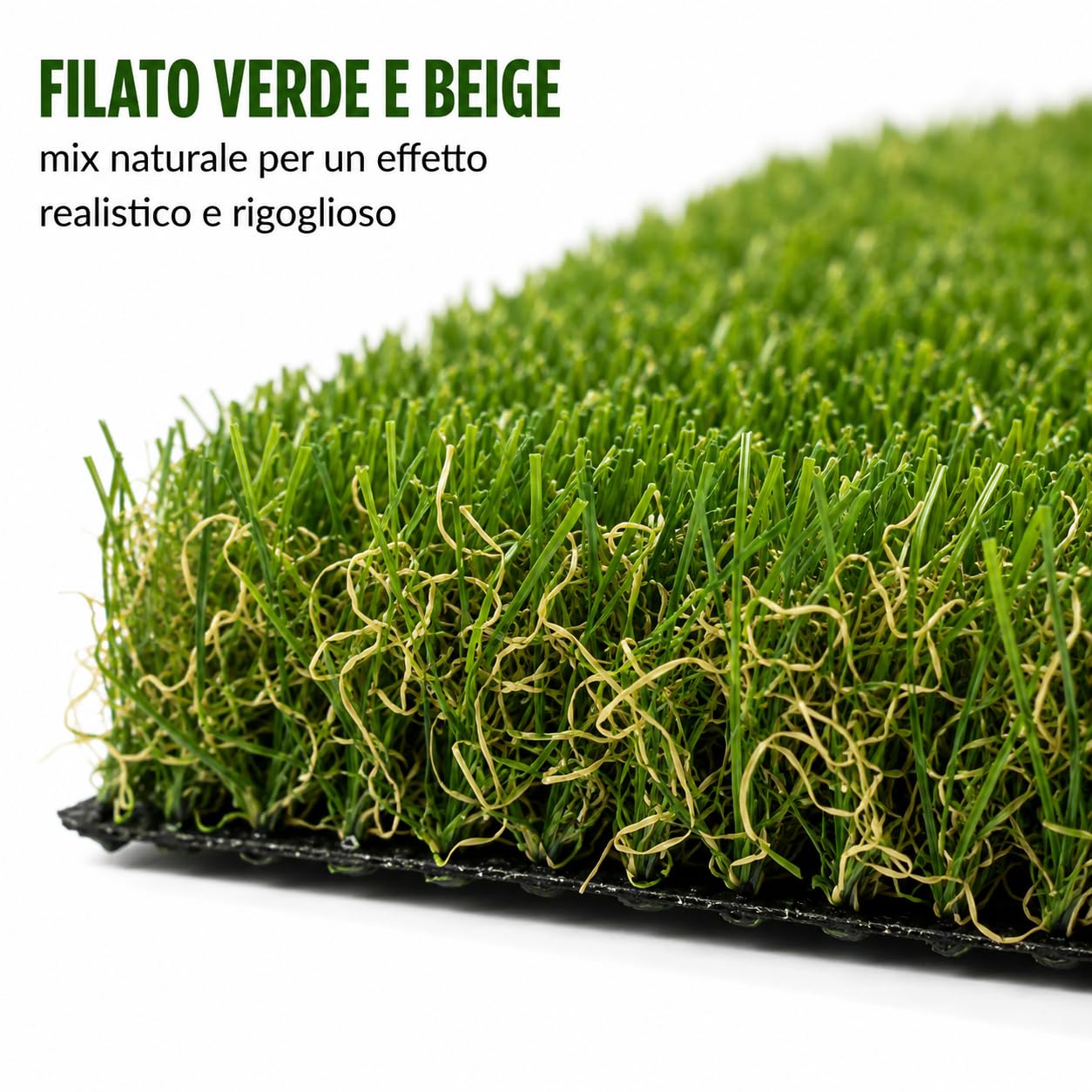 Erba Sintetica Premium 20 mm con Filato Verde e Beige Effetto Naturale – Tappeto Erba Artificiale Drenante con Protezione UV – Ideale per Giardino, Terrazzo, Balcone, Piscina ed Eventi (1 x 3 Metri)