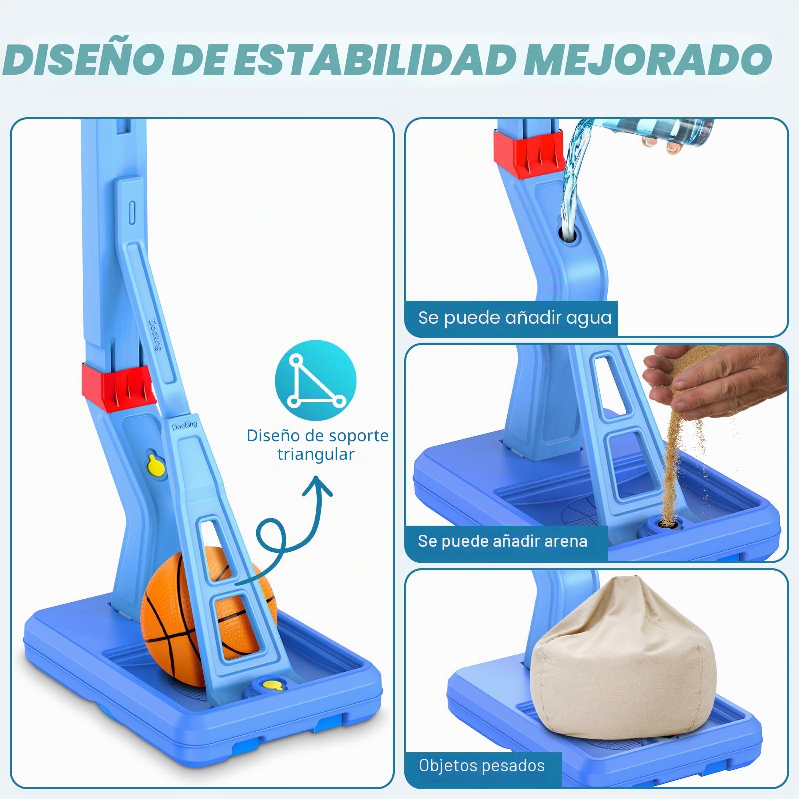 Canasta Baloncesto Infantil, Altura Ajustable 70-138 cm,Mini Canasta de Baloncesto para Interior y Exterior,Regalos Cumpleaños para niños de 3 a 8 años-Azul