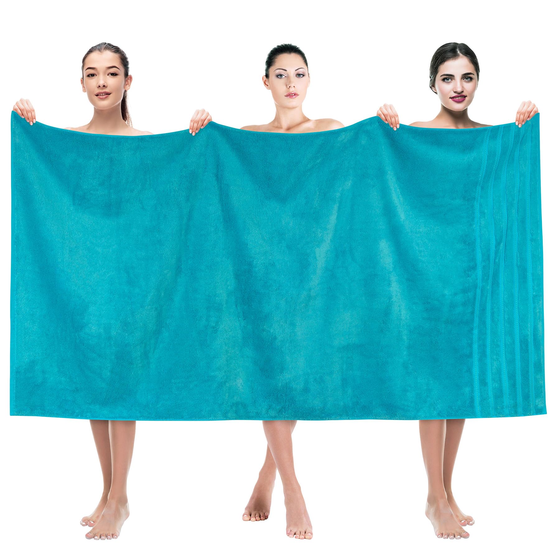 American Soft Linen 35x70 Jumbo Large Bath Towels, 600 GSM 100% Cotton Turkish Bath Sheet, Oversized Luxury Bath Towels for Bathroom Beach and Pool, Aqua Blue