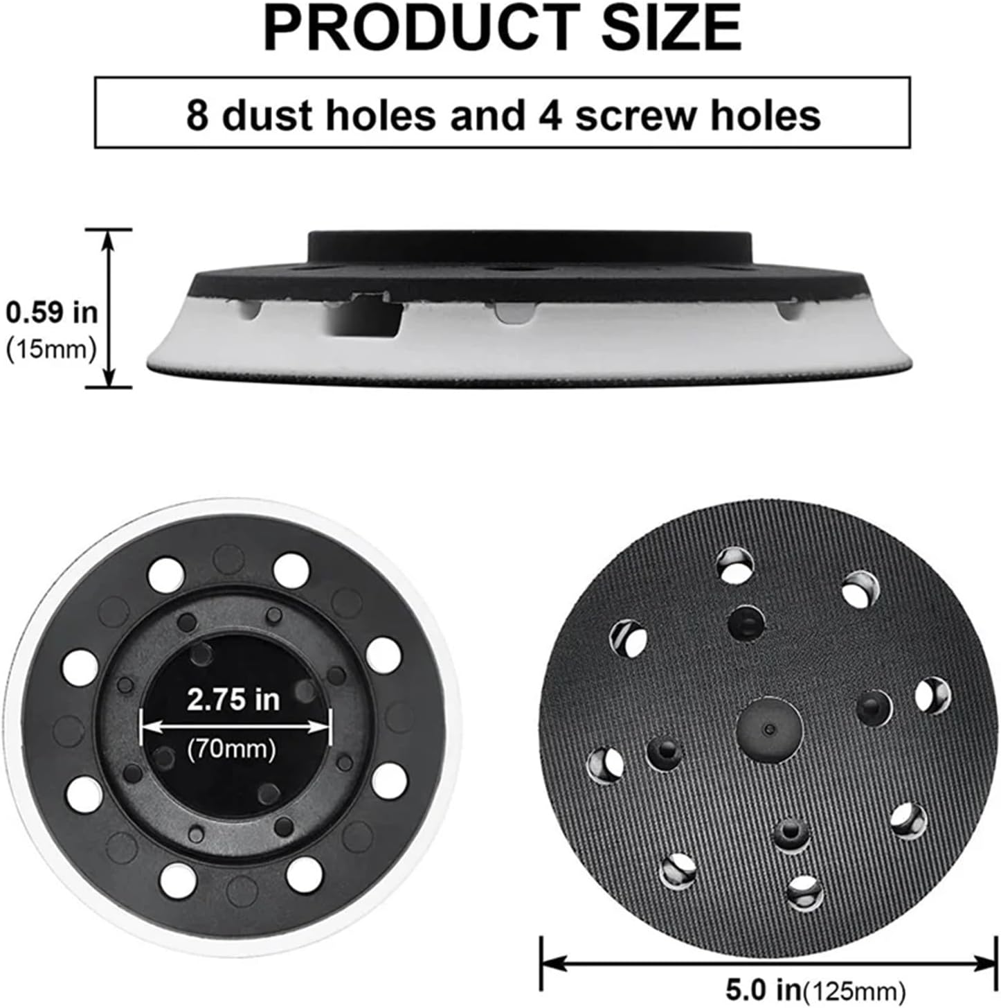 ZVHZQEMMT Ultra Durable Sanding Pad Replacement, 125mm (5-Inch), Soft, 8 Holes, Compatible with ES125, ETS125 CX Lucky