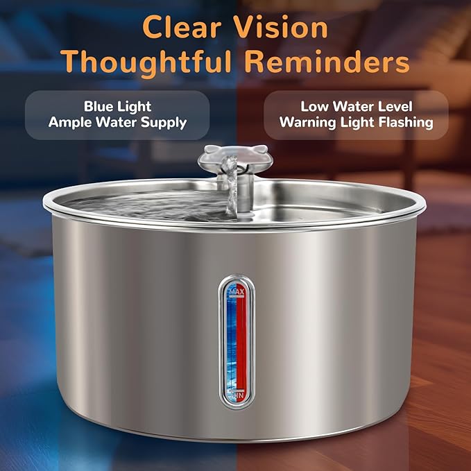 Fuente de Agua para Gatos Acero Inoxidable 4L, Bomba Ajustable 3 Modos miniatura 5