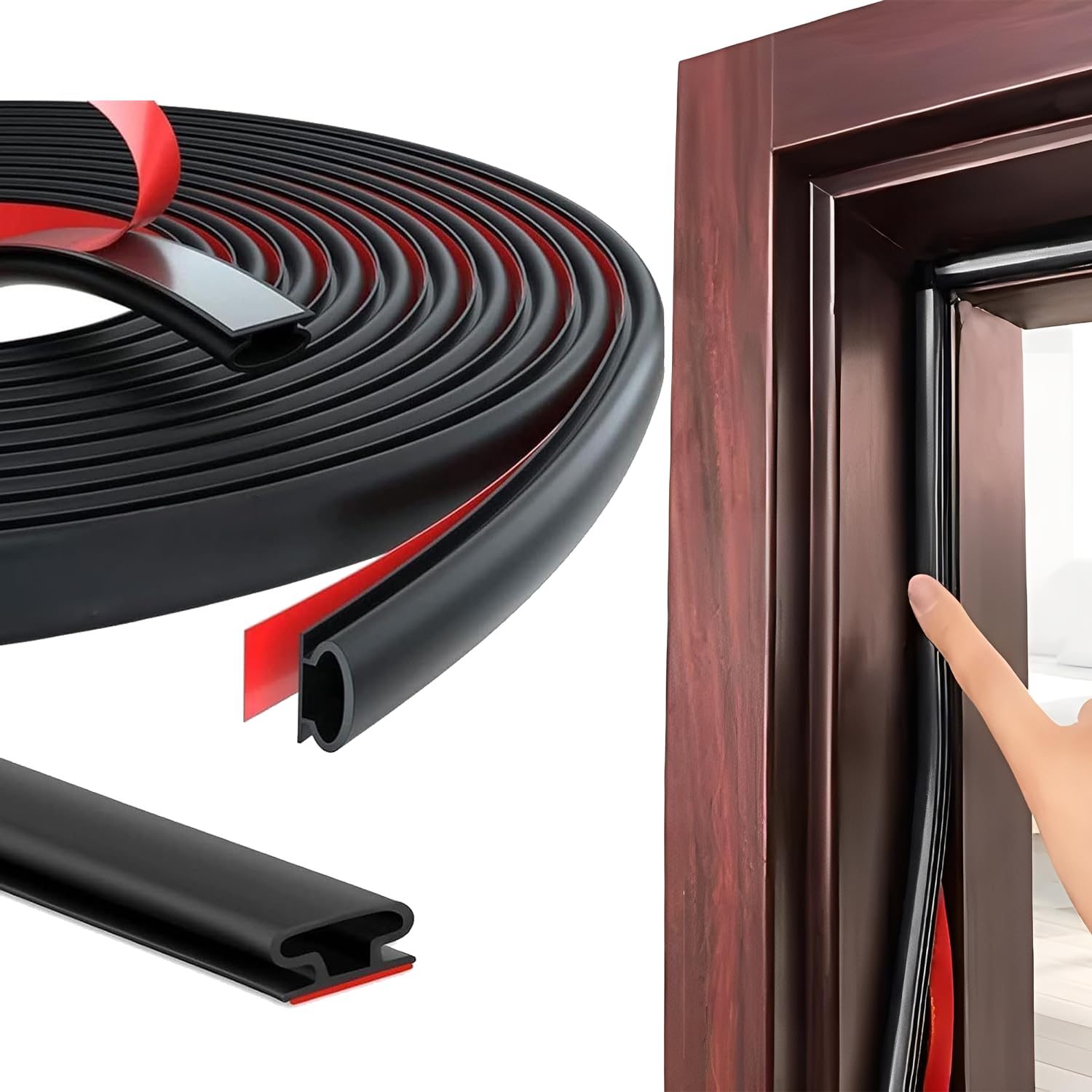 Guarnizione per finestra a D, isolamento freddo e acustico, guarnizione per porta d'ingresso in gomma, adesivo in PVC, telaio della porta dell'auto, guarnizione per finestra (6 m)