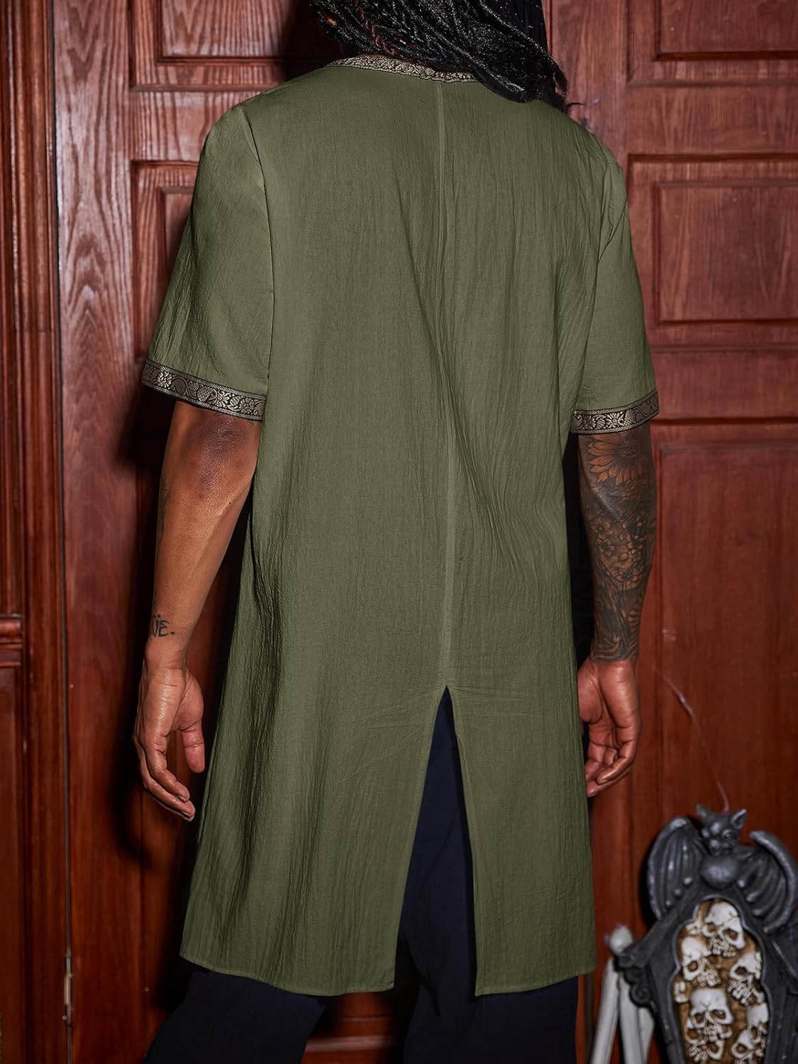 Runcati Mens Medieval Pirate Costume Tunic Renaissance Knight Warrior Viking LARP Halloween Tops - Image 3