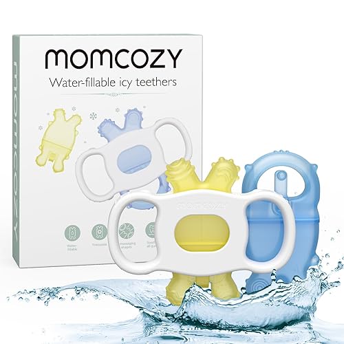 Miniatura 1 de Momcozy Juguetes mordedores para bebés, mordedores fríos de silicona rellenables con agua, mordedores fríos, juguetes para bebés para aliviar la