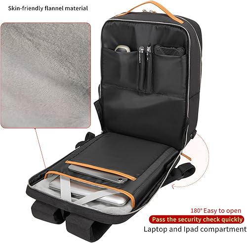 Miniatura 8 de NOBLEMAN Mochila para mujeres y hombres, mochila para laptop de 15.6 pulgadas, mochila de día con mochila de viaje USB, Negro -, Mochila para laptop