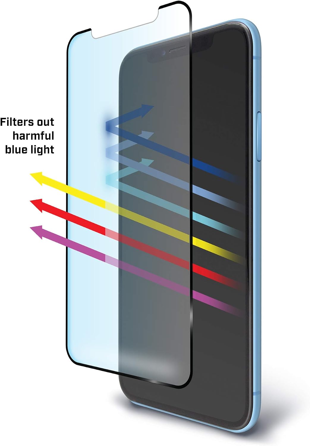 Limited Discount BodyGuardz - Pure 2 EyeGuard Glass Screen Protector Blue Light Edge-to-Edge Glass protector for Apple iPhone Xs Max - CASE FRIENDLY