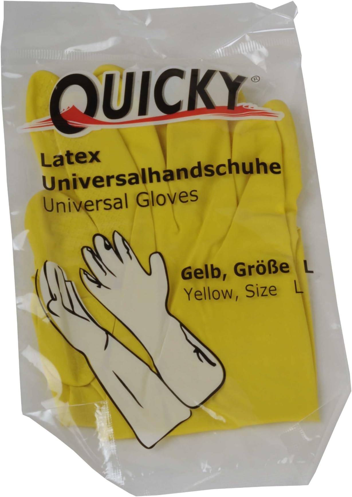 Quicky Universal Large Latex Gloves, Yellow, slightly Cotton Flocked, Pack of 144)
