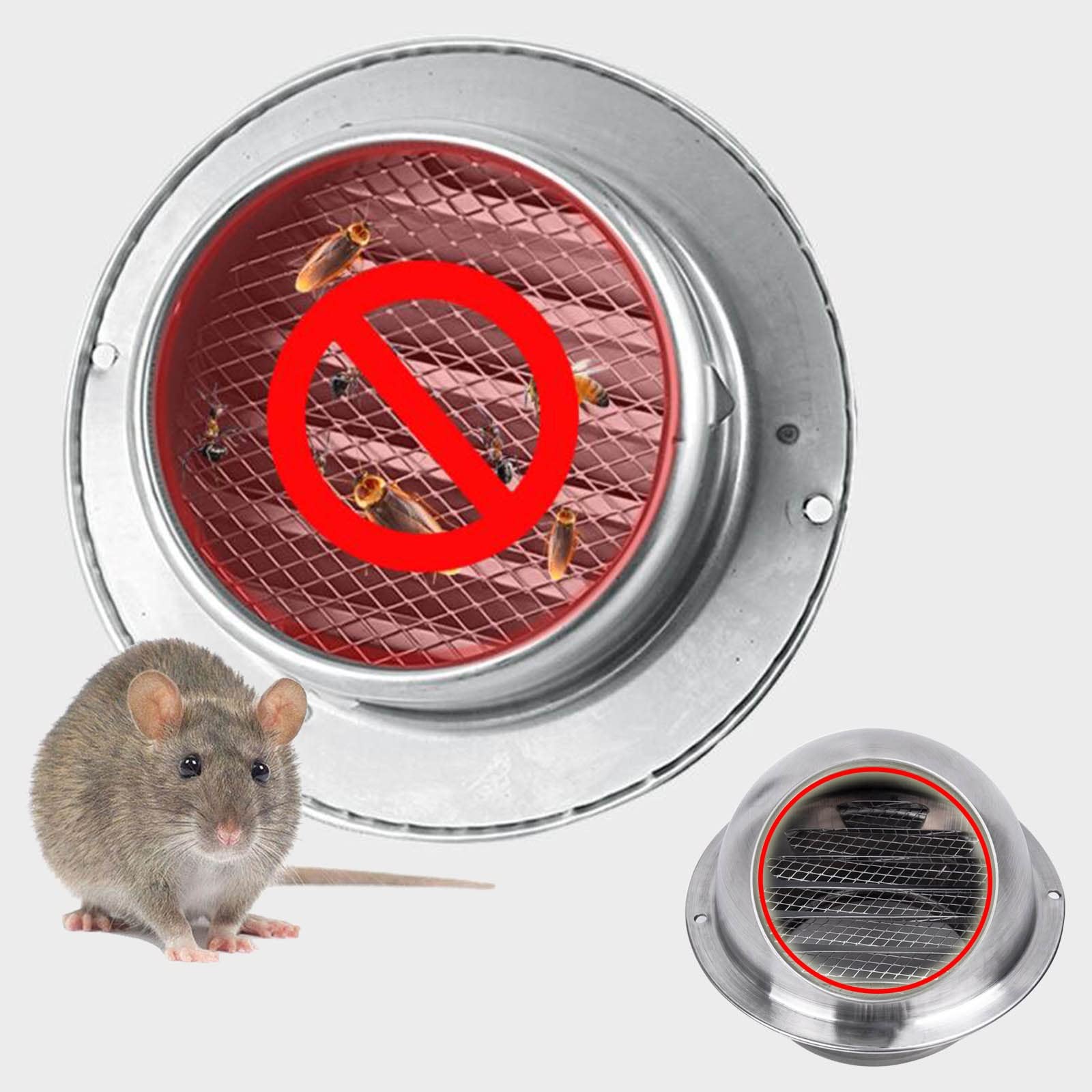 Grille D'Aération Ronde Grille Ventilation Hotte en Acier Inoxydable 304, Protection Contre Les Intempéries, Mural Bouches D'aération pour Bureau Cuisine Salle De Bain, Antis-Rouille